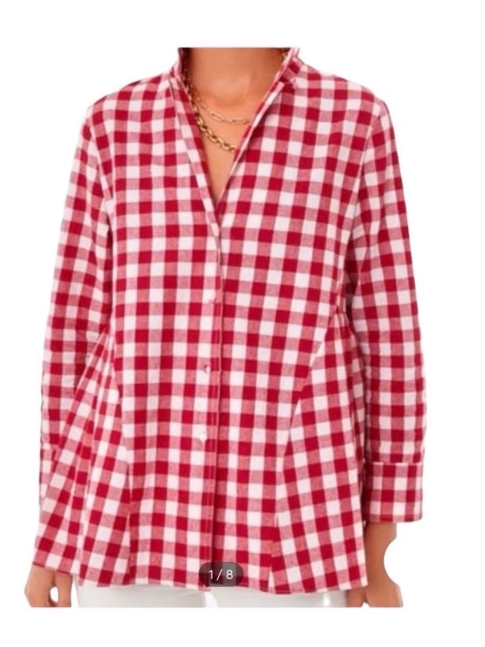 Tuckernuck Pomander Place Red White Gingham Long Sleeve Blouse Size Large L Top